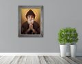 Obraz religijny na płótnie Święty Charbel - rama srebrna
