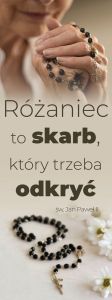 Baner na Różaniec "Różaniec to skarb który trzeba odkryć" 75x200 cm