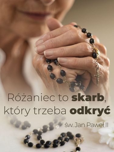 Baner na Różaniec "Różaniec to skarb który trzeba odkryć" 75x100 cm