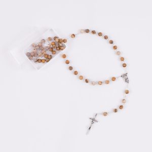 Różaniec z kamienia naturalnego w pudełku - jaspis