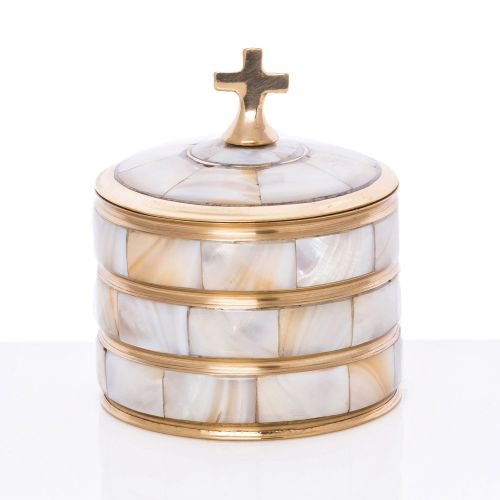 Pojemnik na komunikanty-mosiądz z masą perłową