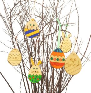 Wielkanocne zawieszki drewniane mix-6szt