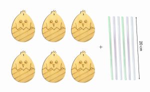 Wielkanocne jajko kurczaczek zawieszka drewniana - 6szt