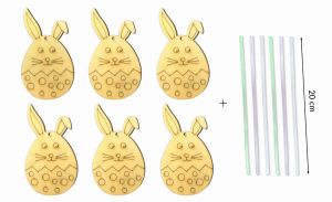 Wielkanocne jajko zajączek zawieszka drewniana - 6szt