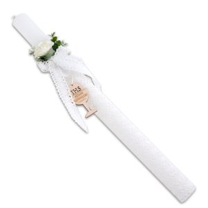 Świeca do Pierwszej Komunii Świętej - Piękna - ręcznie zdobiona - PERSONALIZOWANA