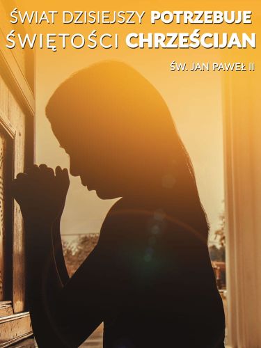 Baner "Świat potrzebuje świętości" 75x100 cm, Jan Paweł II