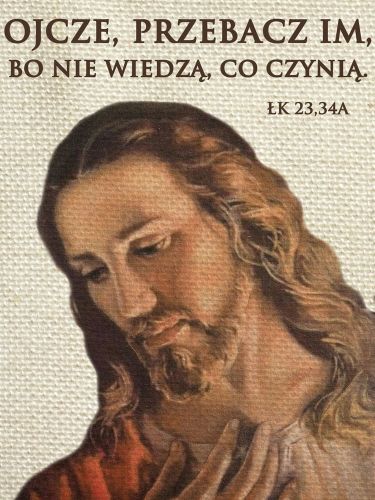Baner na Wielki Post "Ojcze przebacz im" 75x100 cm
