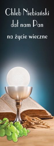 Baner na Boże Ciało "Chleb niebiański dał nam Pan na życie wieczne" 75x200 cm
