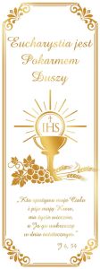 Baner na Boże Ciało "Eucharystia jest pokarmem duszy" 75x200 cm