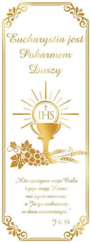 Baner na Boże Ciało "Eucharystia jest pokarmem duszy" 75x200 cm