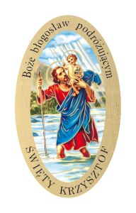 Święty Krzysztof plakietka samochodowa owalna - 10 szt.