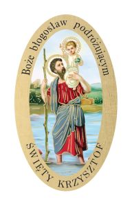 Święty Krzysztof plakietka samochodowa owalna - 10 szt.
