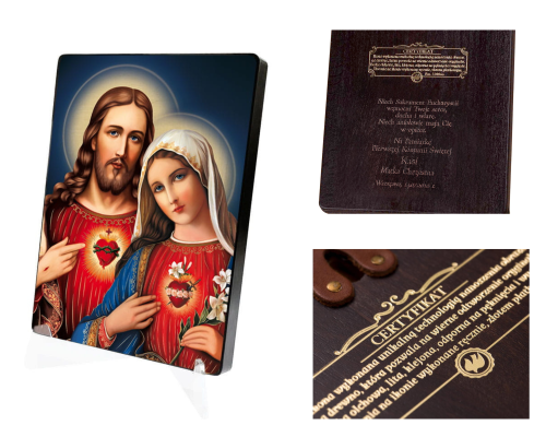 Naklejana ikona religijna Serce Jezusa i Maryi