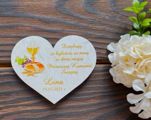 Podziękowanie dla Gości na Komunię - serduszko - personalizacja