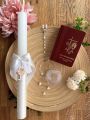 Zestaw na Pierwszą Komunię - świeca personalizowana, różaniec w etui i modlitewnik, okapnik GRATIS