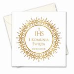 Zaproszenie na  Komunię złocone