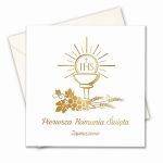 Zaproszenie na Komunię, personalizowane złocone