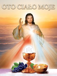 Baner na Boże Ciało "Oto ciało moje" 75x100 cm