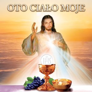 Baner na Boże Ciało "Oto ciało moje" 150x150 cm
