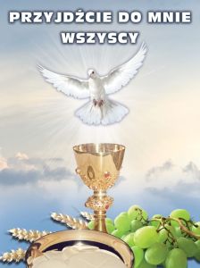 Baner na Boże Ciało "Przyjdźcie do mnie wszyscy" 75x100 cm