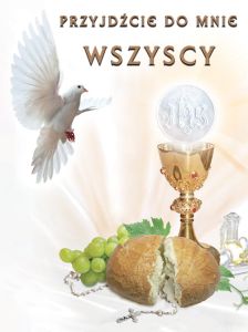 Baner na Boże Ciało "Przyjdźcie do mnie wszyscy" 75x100 cm