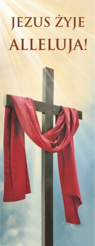 Baner na Wielkanoc "Jezus żyje Alleluja!" 75x200cm
