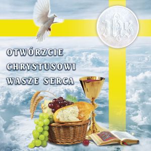 Baner na Boże Ciało "Otwórzcie Chrystusowi wasze serca"150x150 cm