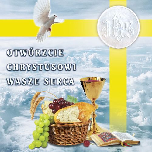 Baner na Boże Ciało "Otwórzcie Chrystusowi wasze serca"150x150 cm