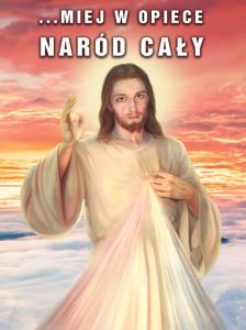 Baner na Boże Ciało "Miej w opiece naród cały" 75x100 cm