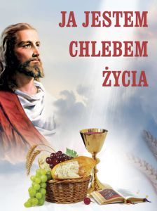 Baner na Boże Ciało "Ja jestem chlebem życia" 75x100 cm