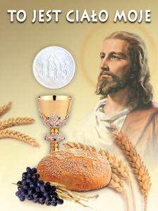 Baner na Boże Ciało "To jest ciało moje" 75x100 cm