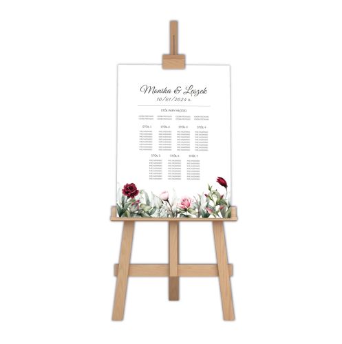 Table plan - tablica z rozmieszczeniem gości weselnych