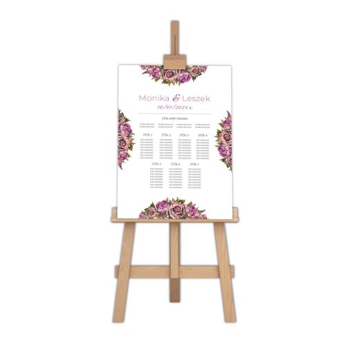 Table plan - tablica z rozmieszczeniem gości weselnych