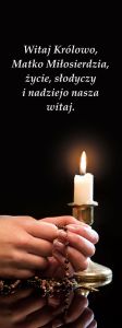Baner na Różaniec "Witaj Królowo.." 75x200 cm