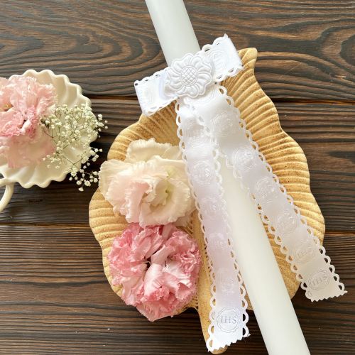 Profitka na świecę do Pierwszej Komunii Świętej - biała