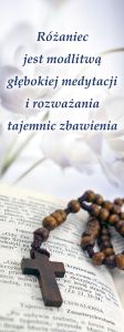 Baner na Różaniec "Różaniec jest modlitwą.." 75x200 cm