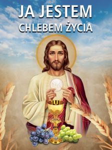 Baner na Boże Ciało "Ja jestem chlebem życia" 75x100 cm