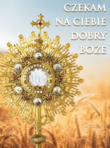 Baner na Boże Ciało "Czekam na Ciebie Dobry Boże" 75x100 cm
