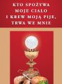 Baner na Boże Ciało "Kto spożywa moje ciało i pije moją krew, trwa we mnie" 75x100 cm