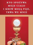 Baner na Boże Ciało "Kto spożywa moje ciało i pije moją krew, trwa we mnie" 75x100 cm