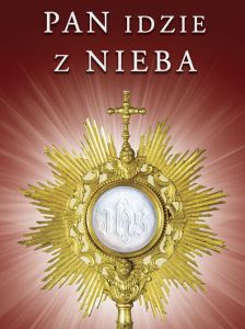 Baner na Boże Ciało "Pan idzie z nieba" 75x100 cm