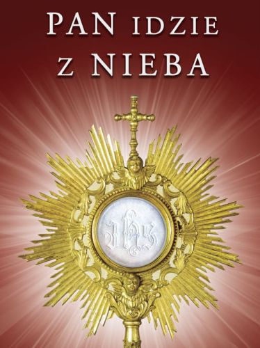 Baner na Boże Ciało "Pan idzie z nieba" 75x100 cm