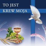 Baner na Boże Ciało "To jest krew moja" 150x150 cm