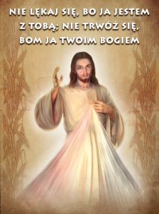 Baner na Boże Ciało "Nie lękaj się, bo ja jestem z Tobą.." 75x100 cm