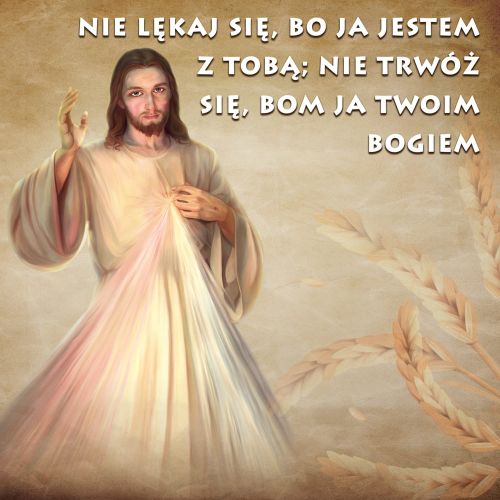 Baner na Boże Ciało "Nie lękaj się, bo ja jestem z Tobą.." 150x150 cm