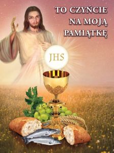 Baner na Boże Ciało "To czyńcie na moją pamiątkę" 75x100 cm