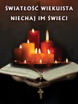 Baner na Wszystkich Świętych "Światłość wiekuista niechaj im świeci" 75x100 cm