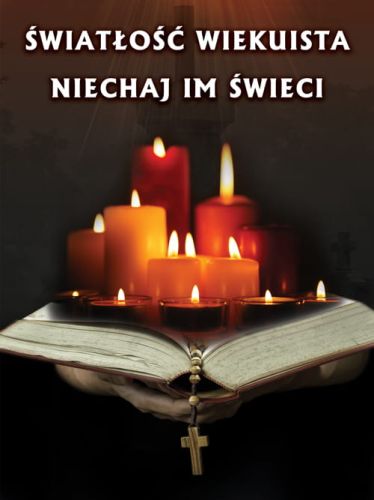 Baner na Wszystkich Świętych "Światłość wiekuista niechaj im świeci" 75x100 cm