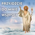 Baner na Wielkanoc "Przyjdźcie do mnie wszyscy" 150x150 cm