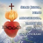 Baner na Boże Ciało "Serce Jezusa, pełne miłosierdzia, zmiłuj się nad nami grzesznikami" 150x150 cm